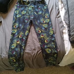 Peacock Feather Print Kids Leggings
